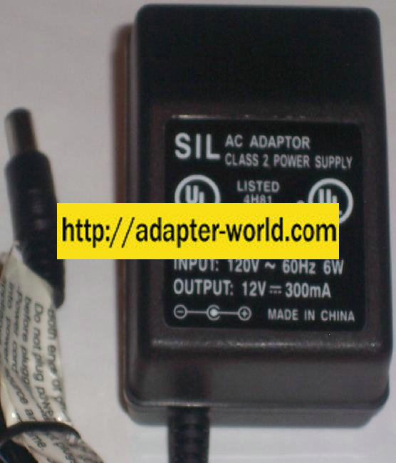 SIL UD-1203B AC DC ADAPTER 12V 300mA POWER SUPPLY